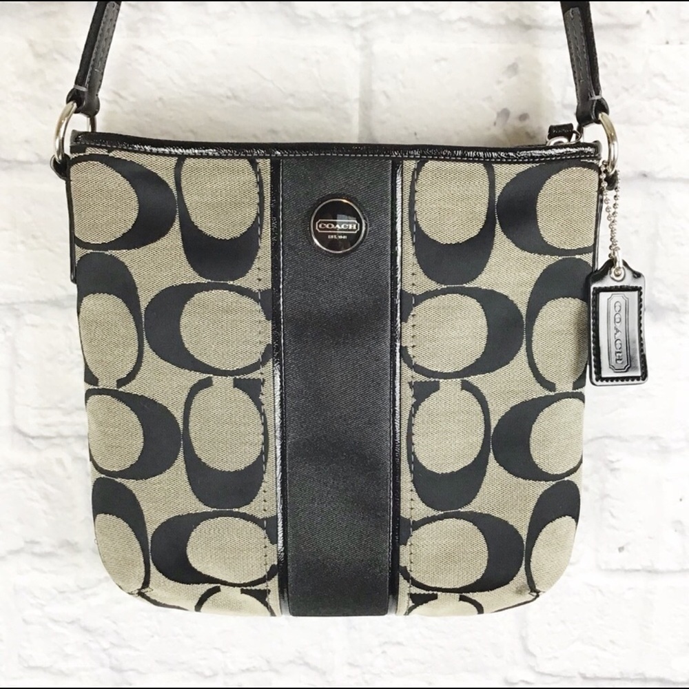 Coach crossbody black & grey purse